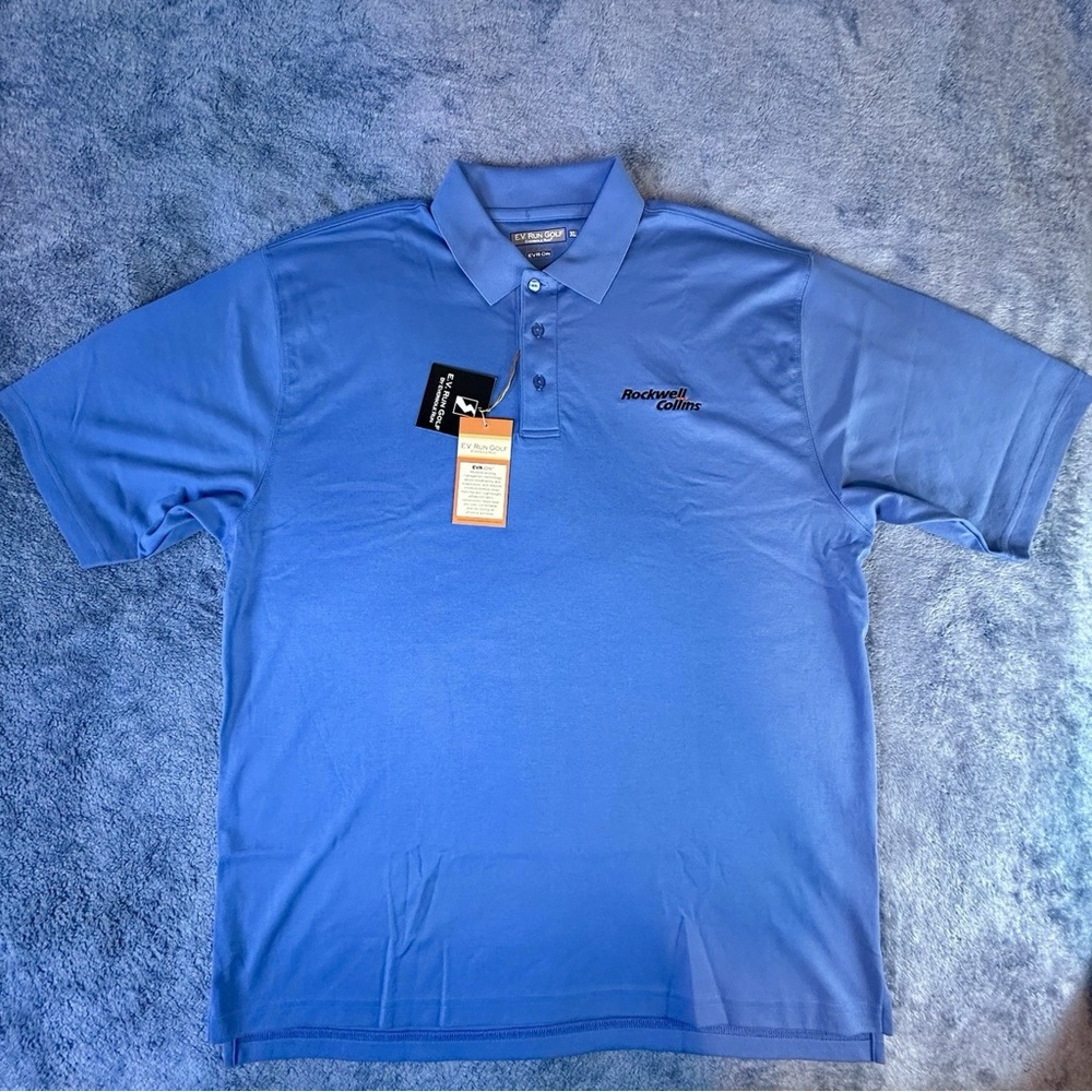 Rockwell Collins E.V. Run Golf Polo Shirt XL Blue EVR-DRI Pima Cotton Blend NWT 